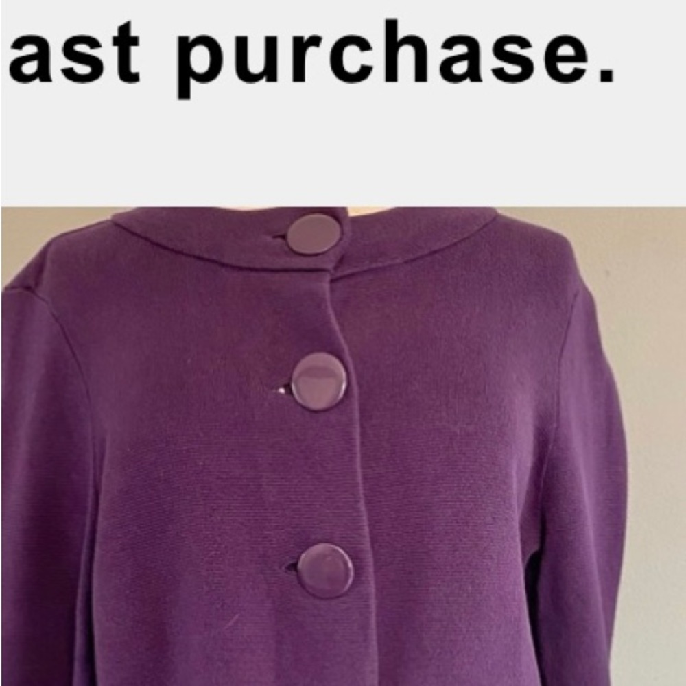 TALBOTS Purple Cotton Sweater w/ Oversized Buttons